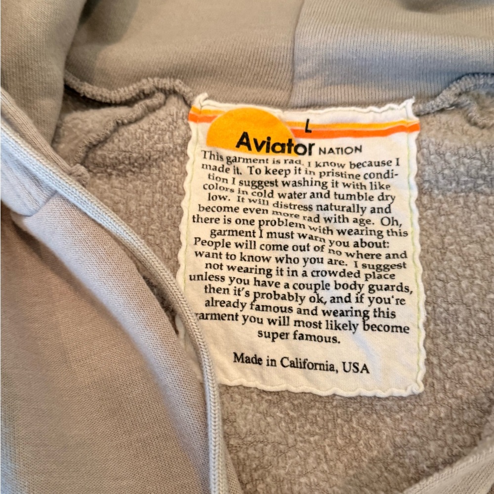 Aviator Nation Gray Cropped Hoodie with Rainbow Stripes - Picture 4 of 8